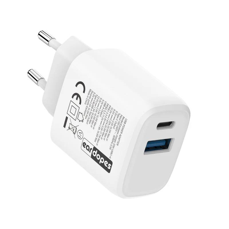 Ladeadapter USB C und USB A - 20W - Schnellladegerät mit Doppelanschluss