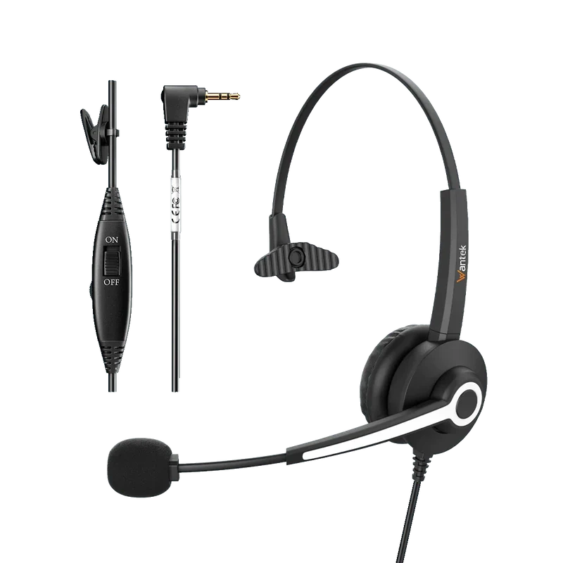 Wantek® h681 2.5mm Mono Phone Headset with Noise-Cancelling Mic