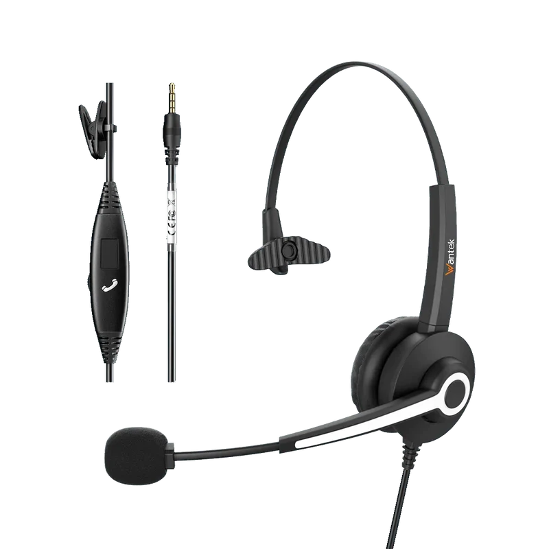 Wantek® h681 Mono 3.5mm Headset with Noise-Cancelling Mic