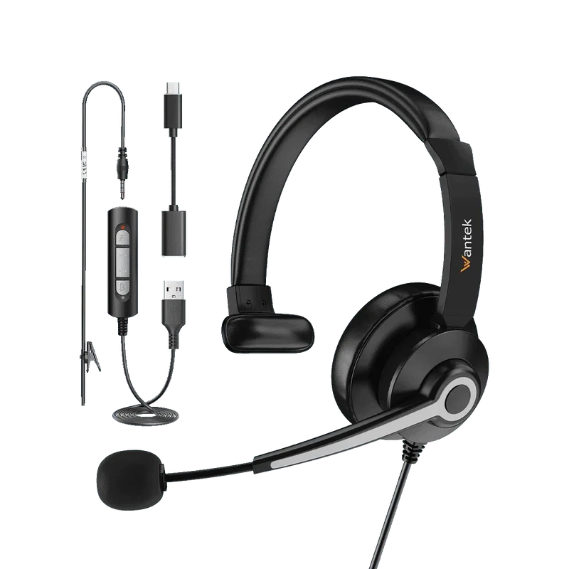 Wantek® h783 mono 3-in-1 USB Headsets with Microphone
