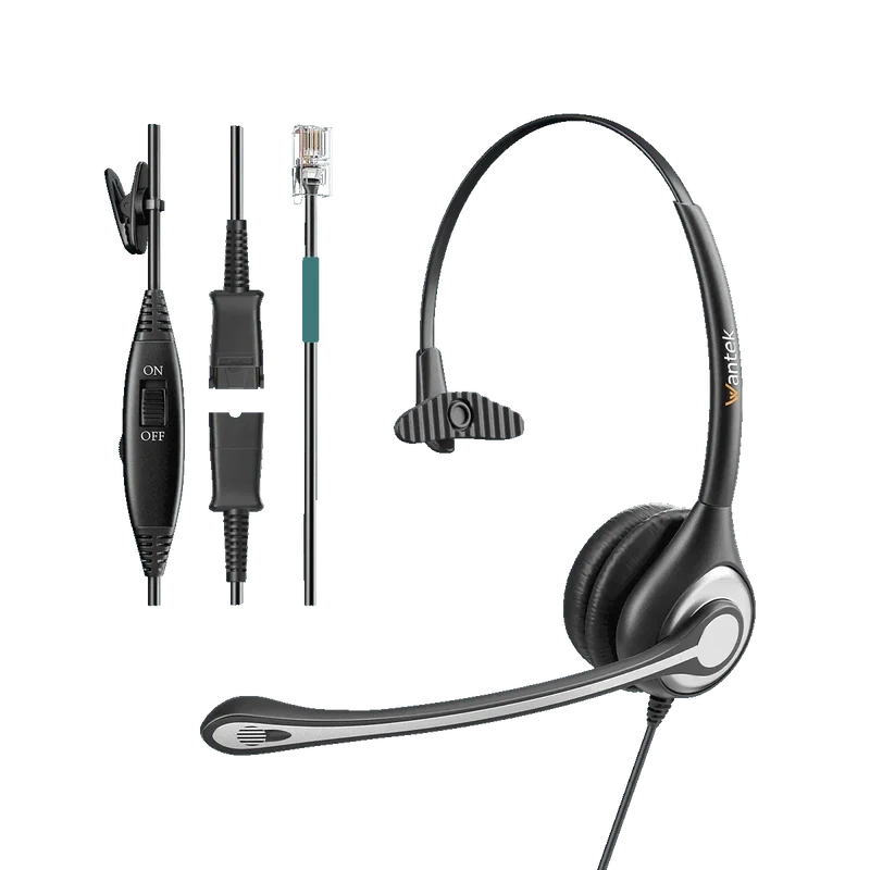 Wantek® h600 RJ9【RJ1QD】Mono Landline Headset with Quick Disconnect