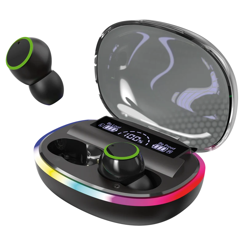 Bluetooth Headset "Ring" - LED Illumination - Ladebox - Display - Touch-Steuerung - schwarz