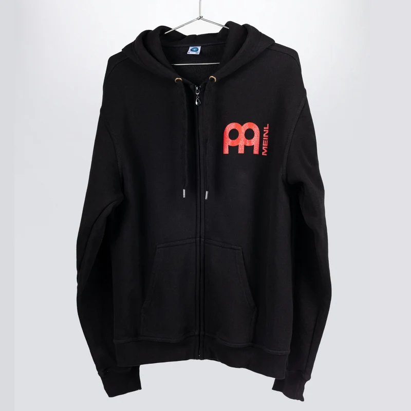 MEINL Kapuzenjacke in schwarz mit weißem Metal-Fork Logo auf dem Rücken M30-S