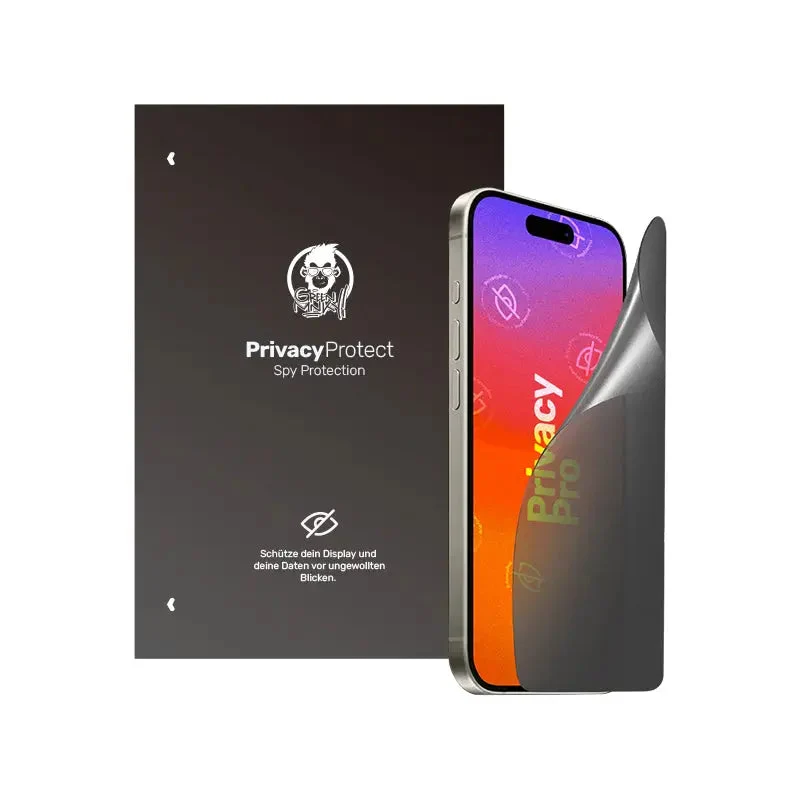 2 x Privacy Pro Displayschutzfolie von GreenMNKY - 1 x Case optimiert + 1 x Normal