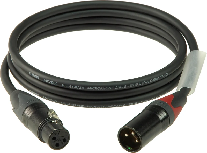 Klotz Mikrokabel XLR/FM 0,5m Neutrik M2 Black, Tülle rot