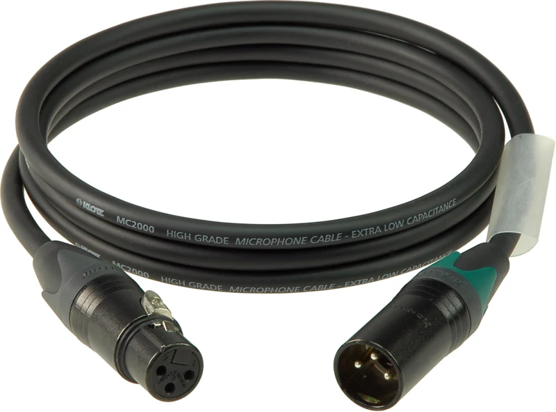 Klotz Mikrokabel XLR/FM 1,0m Neutrik M2 Black, Tülle grün