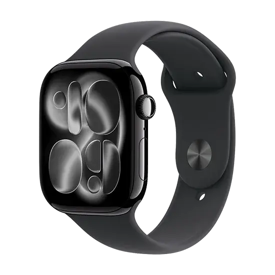 Apple Watch Series 11 (2025) GPS 46mm Jet Black Aluminium Case with Black Sport Band M/L - Schwarz