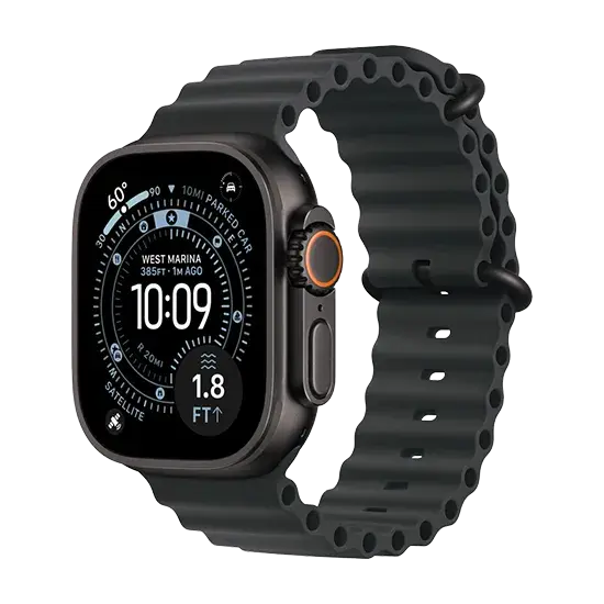 Apple Watch Ultra 3 (2025), 5G, 49mm, Black Titanium Case, Ocean Band, Schwarz