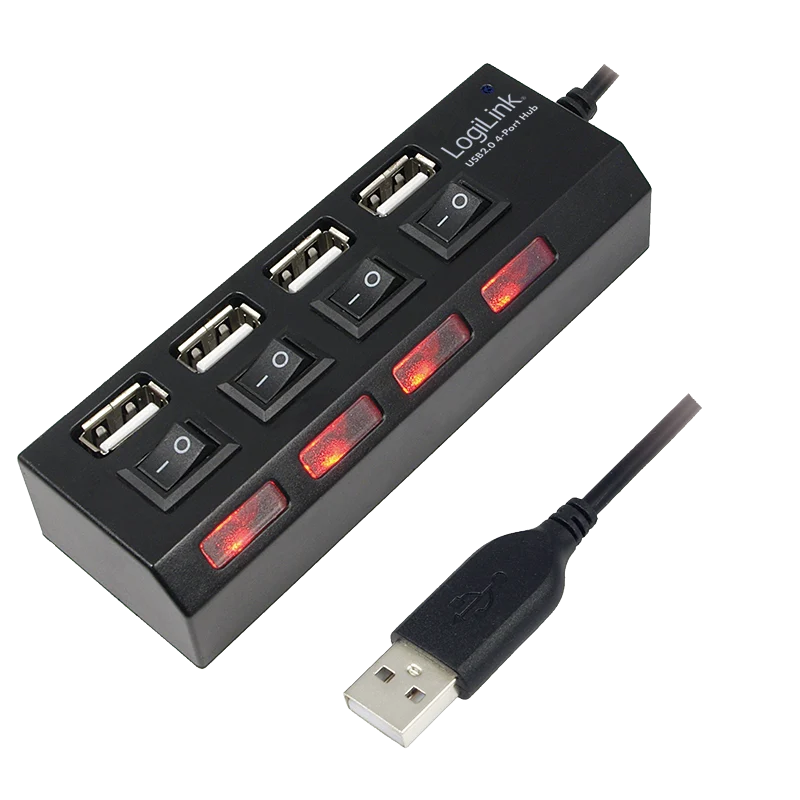 USB-Hub 2.0 4 Port, inkl. 2A Netzteil