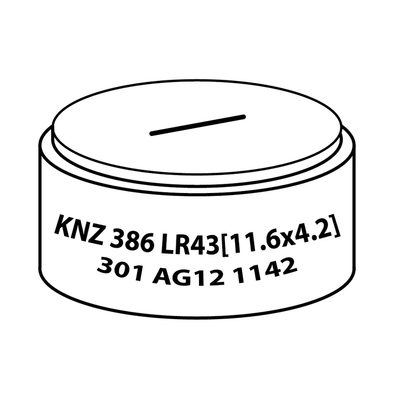 KNZ 386 301 LR43 AG12 1142 [11.6x4.2]