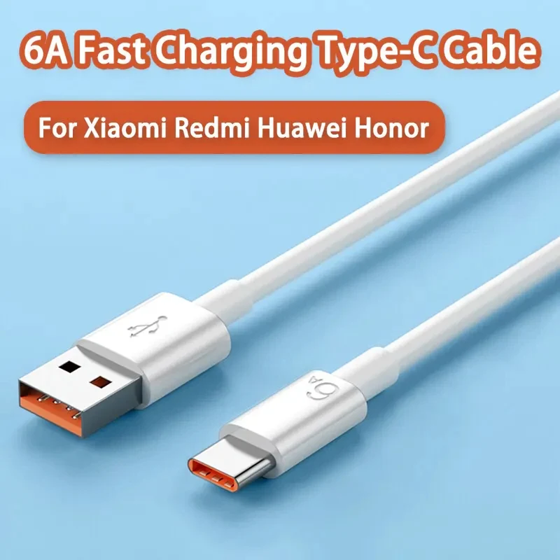 66W 6A 2m Schnell Ladekabel USB A zu USB Typ C Daten Handy weiss