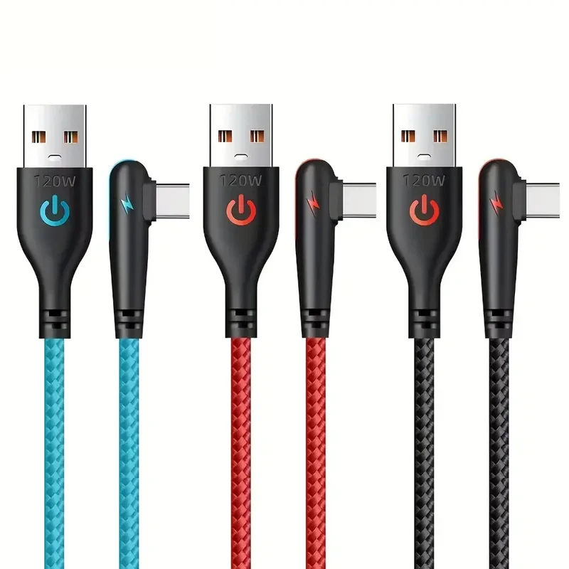 1m 2m Schnell Ladekabel USB Typ C Daten Handy Silikon Winkelstecker