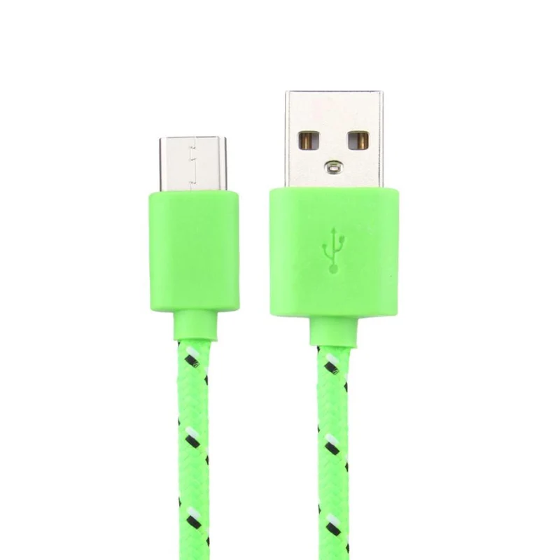 1m USB Typ C Stoffkabel X Ladekabel Sync Datenkabel grün S8 Sony Huawei HTC
