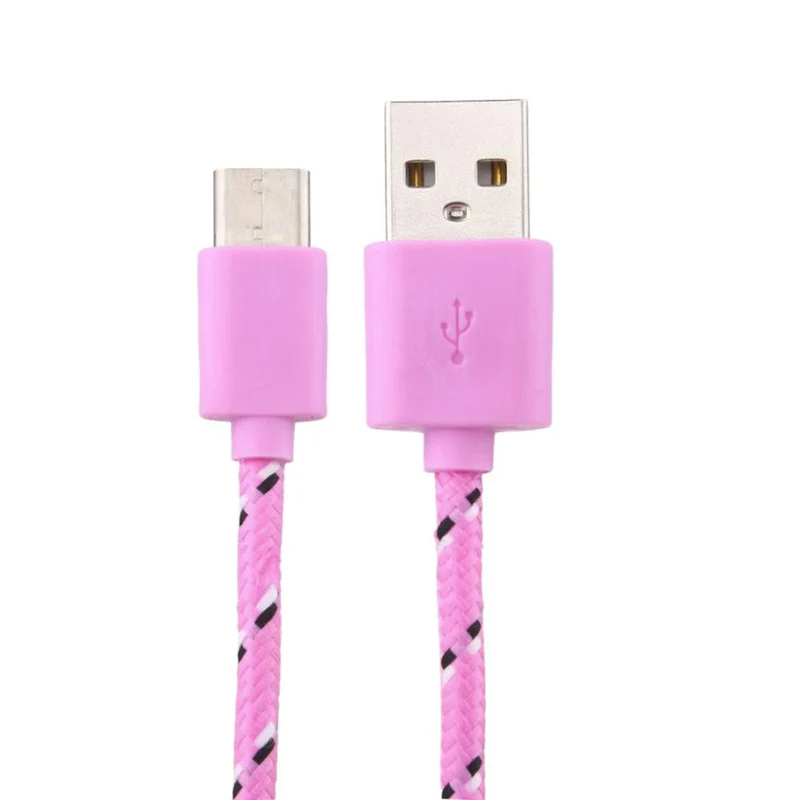 1m USB Typ C Stoffkabel X Ladekabel Sync Datenkabel pink S8 Sony Huawei HTC