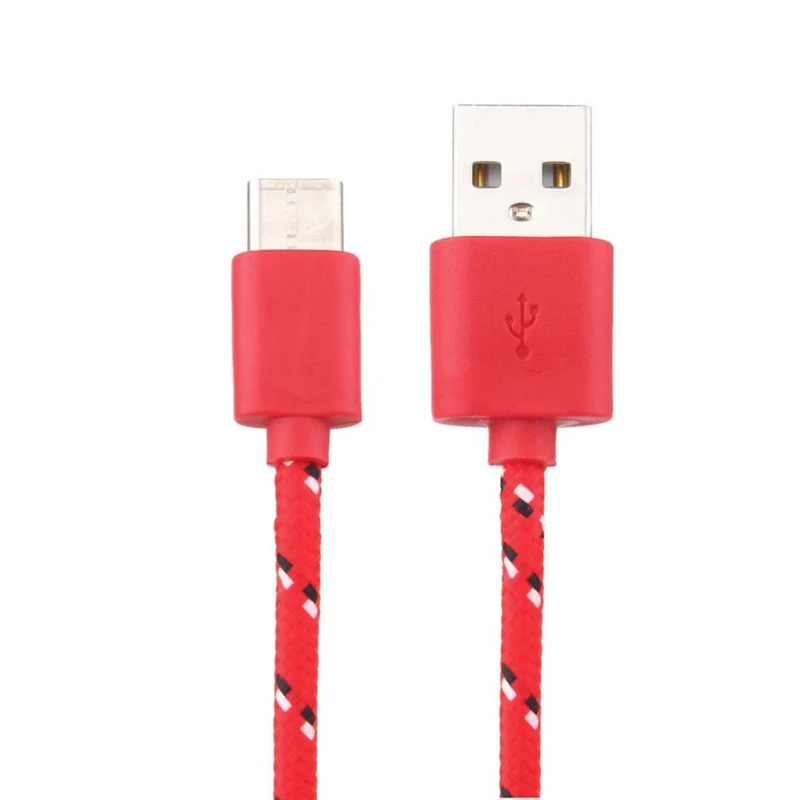 1m USB Typ C Stoffkabel X Ladekabel Sync Datenkabel rot S8 Sony Huawei HTC