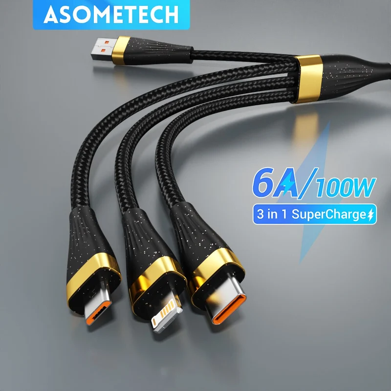 2m USB 100W Ladekabel Typ C Multi Micro Kabel Schnell Original Asometech