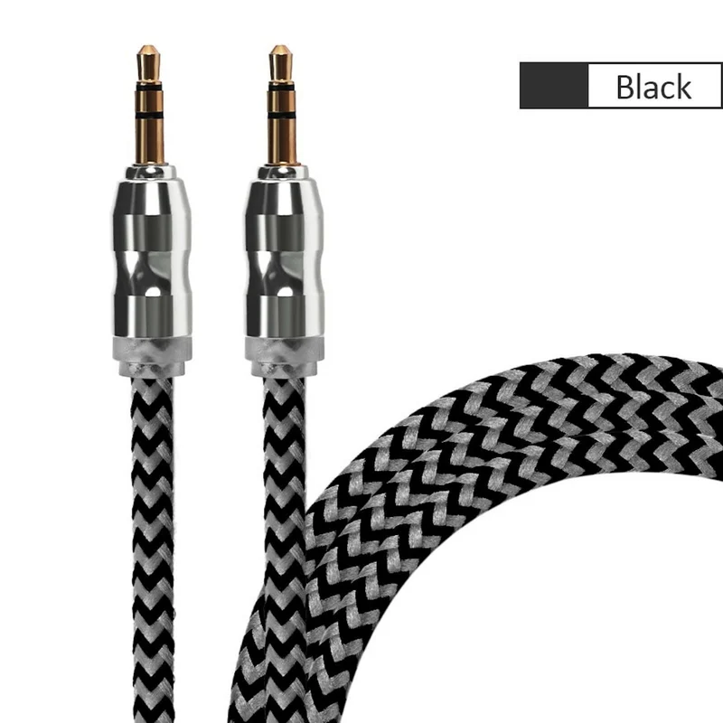 Premium Stereo Kopfhörer Anschlusskabel Nylon 1m 3,5mm Klinke Stecker>Stecker T2