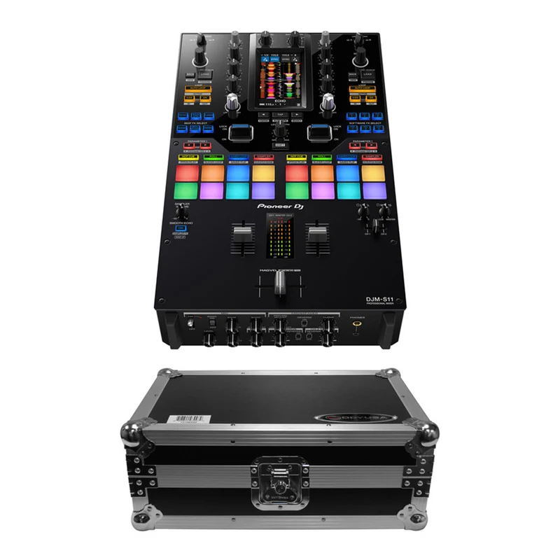 Pioneer DJ DJM-S11 + Odyssey FZ10MIXXD Flight Zone Series Universal 10 Format DJ Mixer Case