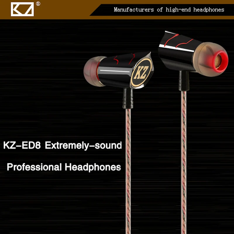 High-End Kopfhörer KZ ED8 Pro Schwarz-Rot In-Ear Ohrhörer