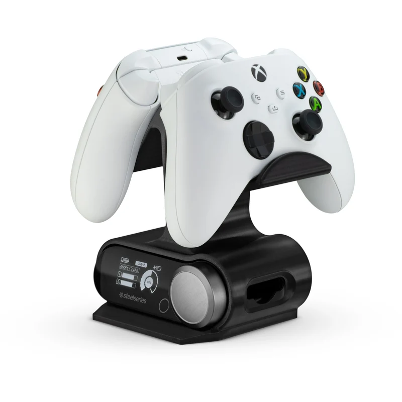 Doppel-Controller-Halterung & kabellose Basisstation – Kompatibel mit SteelSeries Arctis Nova Pro Wireless, Nova Pro Omni & Nova Elite – Bietet Platz für 2 Controller & Ersatzakku