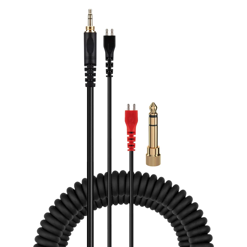 Gewickeltes Ersatz-Audiokabel, kompatibel mit den Headsets Sennheiser HD25, HD560, HD540, HD480, HD430, HD414 und HD250 – 3.5 mm vergoldete Stecker