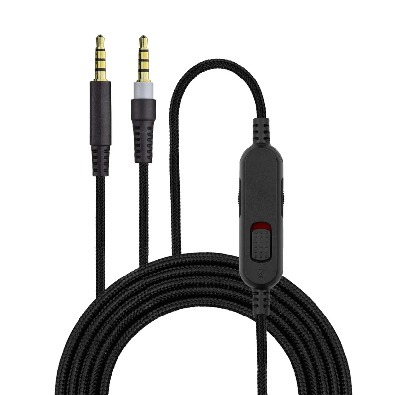 Ersatz-Audiokabel kompatibel mit Kingston HyperX Cloud Mix- und Cloud Alpha-Headsets – Inline-Fernbedienung mit Stummschaltung und Lautstärkeregelung – Geflochtenes Nylonkabel mit vergoldeten Anschlüssen