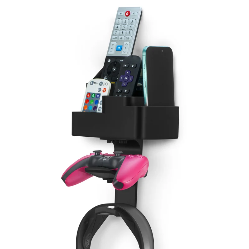 Wandmontierter Fernbedienungs- und Gaming-Organizer – Fernbedienungs-/Mobiltelefonhalter mit abnehmbaren Halterungen für Headset und Controller