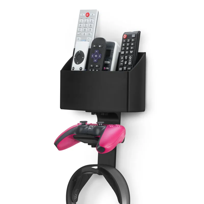Wandmontierter TV-Fernbedienungs- und Gaming-Organizer – Fernbedienungshalter mit abnehmbaren Headset- und Controller-Aufhängern