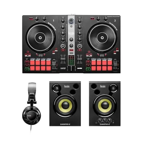 Hercules DJ Essential Kit with DJControl Inpulse 300 MK2 Controller, Monitors, and Headphones