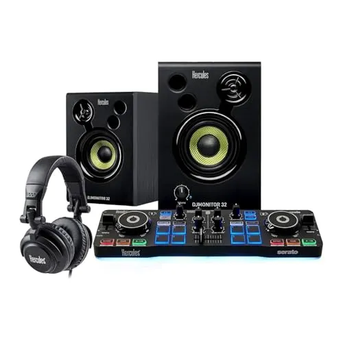 Hercules DJStarter Kit with DJControl Starlight, DJMonitor 32, HDP DJ M40.1 Headphones, & Serato DJ Lite