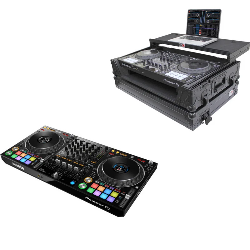 Pioneer DJ DDJ-1000SRT 4-Channel Serato DJ Controller + ProX DDJ1000 WLTBL LED Case Bundle