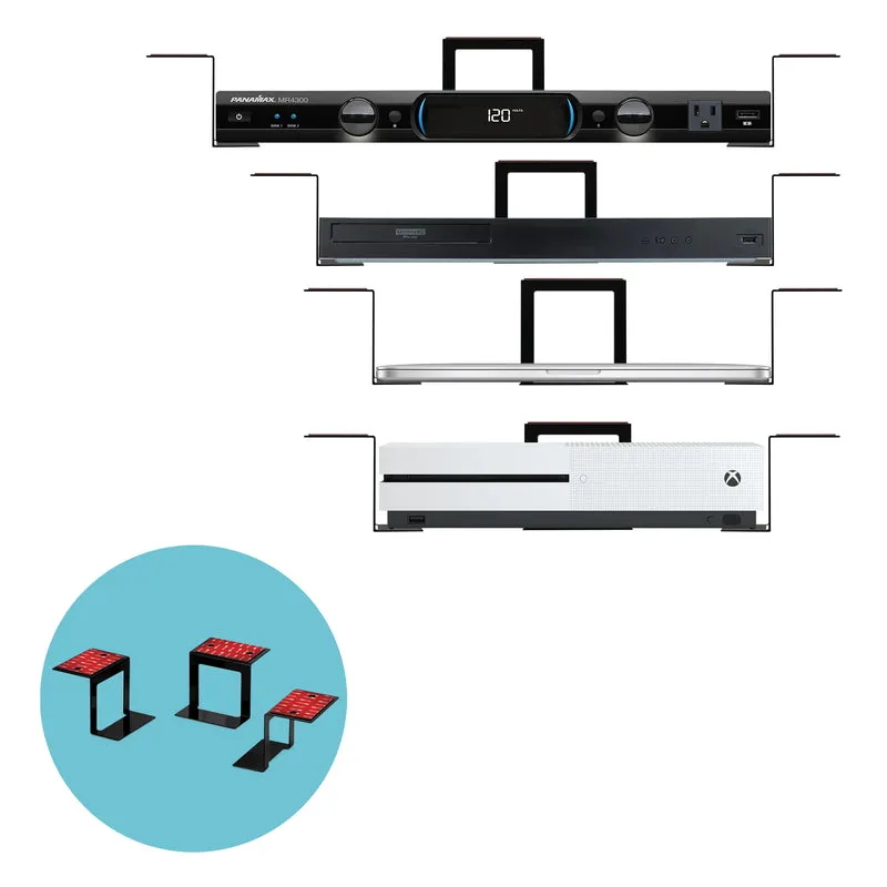 3-Zoll-Laptop-, Kabelbox- und Router-Halterung aus Metall unter dem Schreibtisch, selbstklebend und einschraubbar, hält bis zu 3-Zoll-Geräte wie kleine Computer, Macbook, Surface, Tastatur, Netzwerk-Switch, Modems und mehr