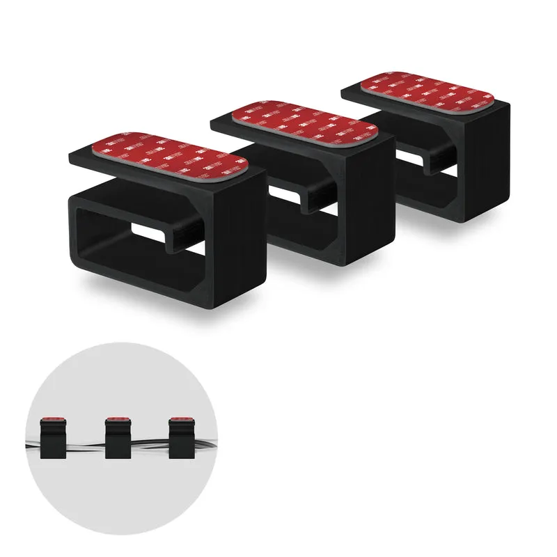 3-teiliger VHB-Klebe-Kabel-Organizer-Halter, für schwere Kabel, PC-Kabel und -Drähte mit starkem Klebstoff, Verwaltung unter dem Schreibtisch – klein