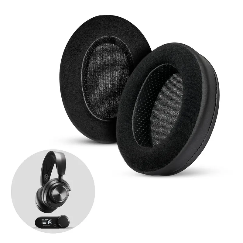 Hybrid-Ohrpolster für Steelseries Arctis Nova Pro Wireless, Nova Pro Omni & Nova Elite Kopfhörer – Memory-Schaum mit Velours- und PU-Lederbezug