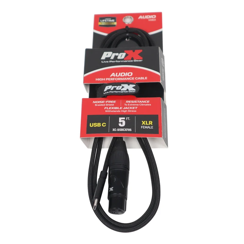 ProX XC-USBCXF05 5 FT USB-C to XLR-F High Performance Audio Cable