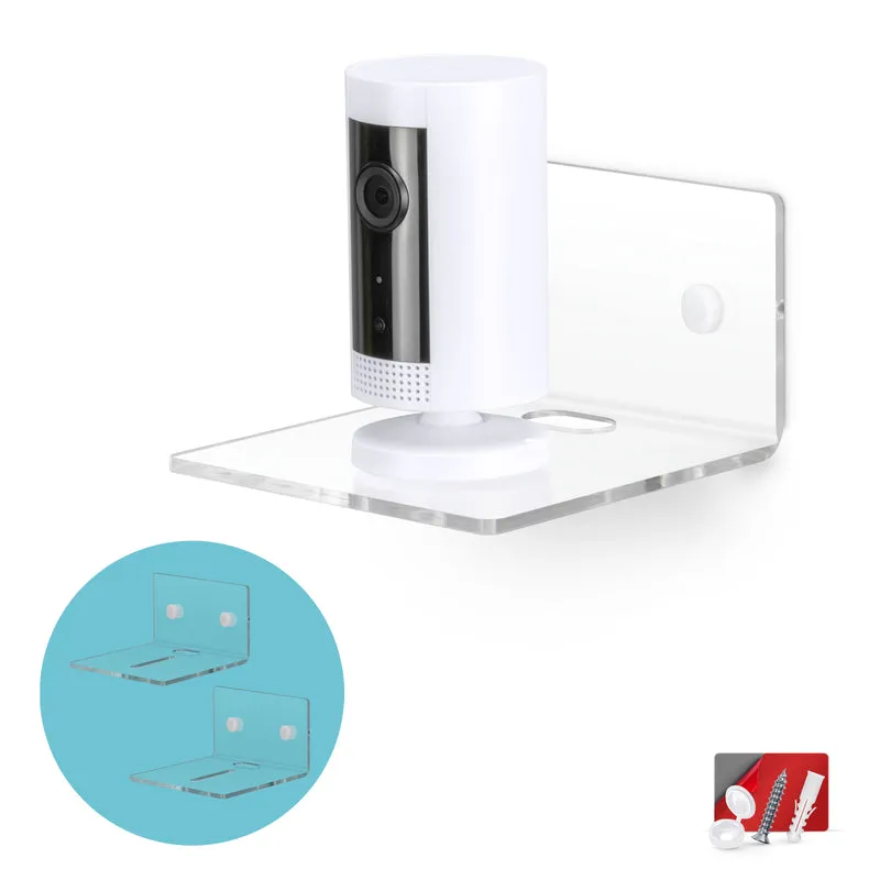 2er-Pack 4 cm kleine Wandregale für Überwachungskameras, Babyphone, Lautsprecher und mehr, selbstklebend und einschraubbar, universelles schwimmendes Regal, einfach zu installieren