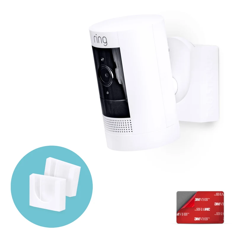 Wandhalterung für Ring Stick Up Cam (2er-Pack) Sicherheitskamera (Batterie-, Kabel- und Solarversionen) – selbstklebende Halterung, problemlose Halterung, keine Schrauben, unkomplizierte Installation
