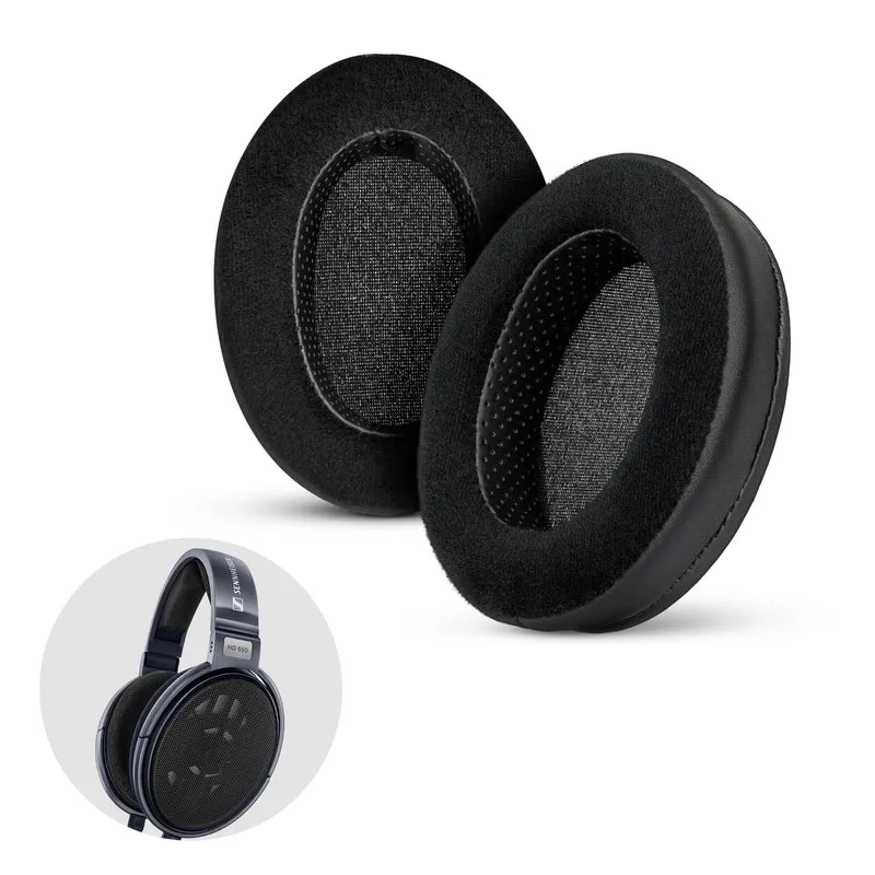 Dicke Hybrid-Ohrpolster für Sennheiser HD600, HD650, HD660S, HD525, HD535, HD545 und Massdrop HD58X, HD6XX Kopfhörer – Memory-Schaum mit Hybridmaterial aus Velours und PU-Leder