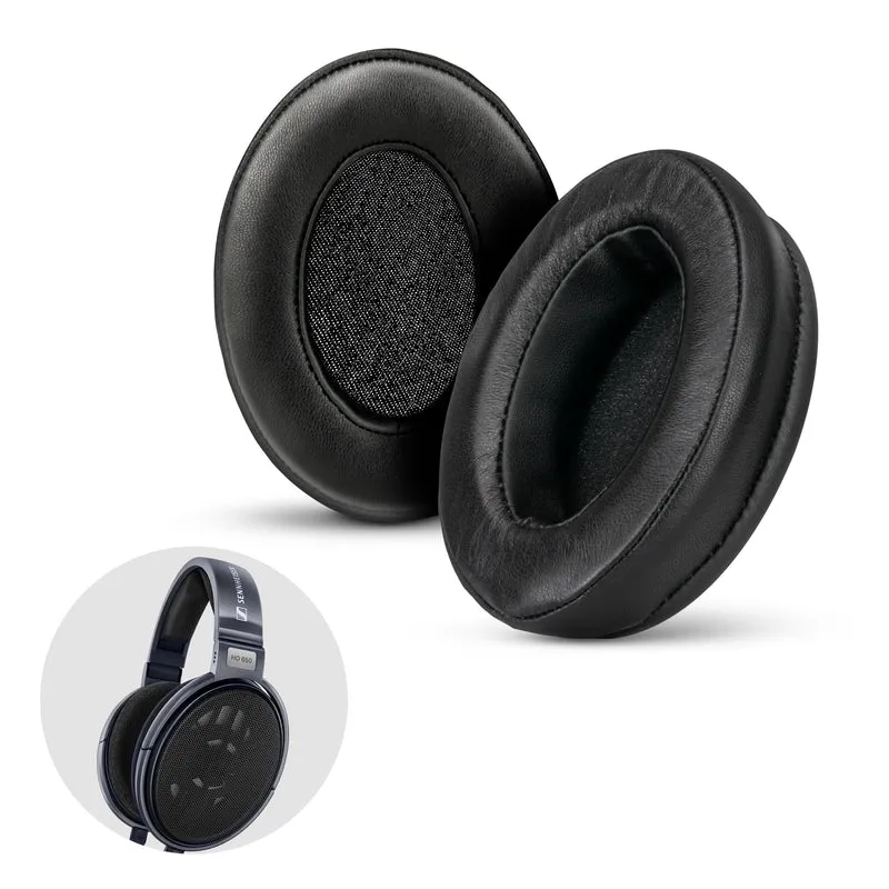 Schaffell-Ohrpolster für Sennheiser HD600, HD650, HD660S, HD525, HD535, HD545 und Massdrop HD58X, HD6XX Kopfhörer – Memory-Schaum mit weichem Schaffell-Leder