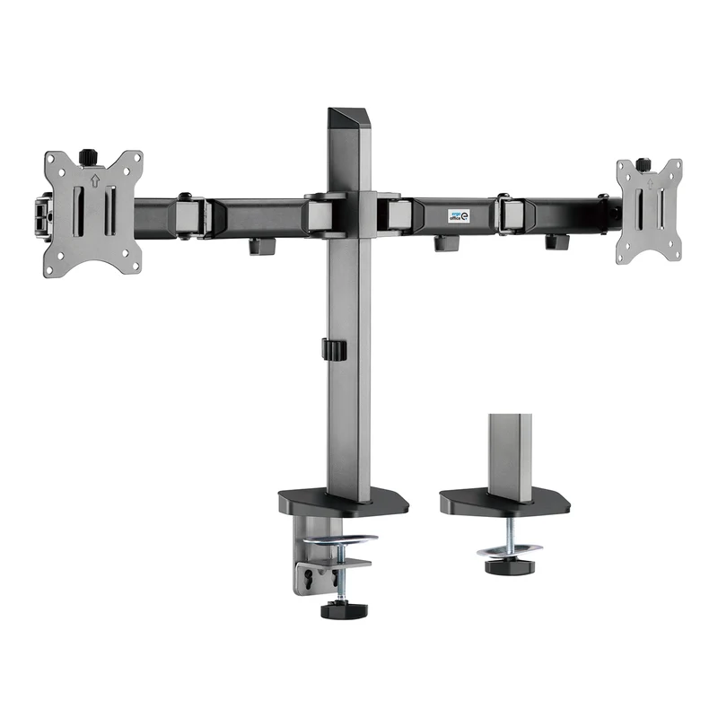 Deluxe 2-Fach Gelenk-Monitorhalterung Tischhalterung 17-32" Zoll Schwenkbar Neigbar Höhenverstellbar Doppelarm VESA 75x75 100x100 bis 2x9kg