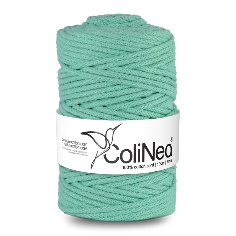 ColiNea, Baumwollkordel mit Baumwollkern, geflochten, 5mm, 100m, Seladon