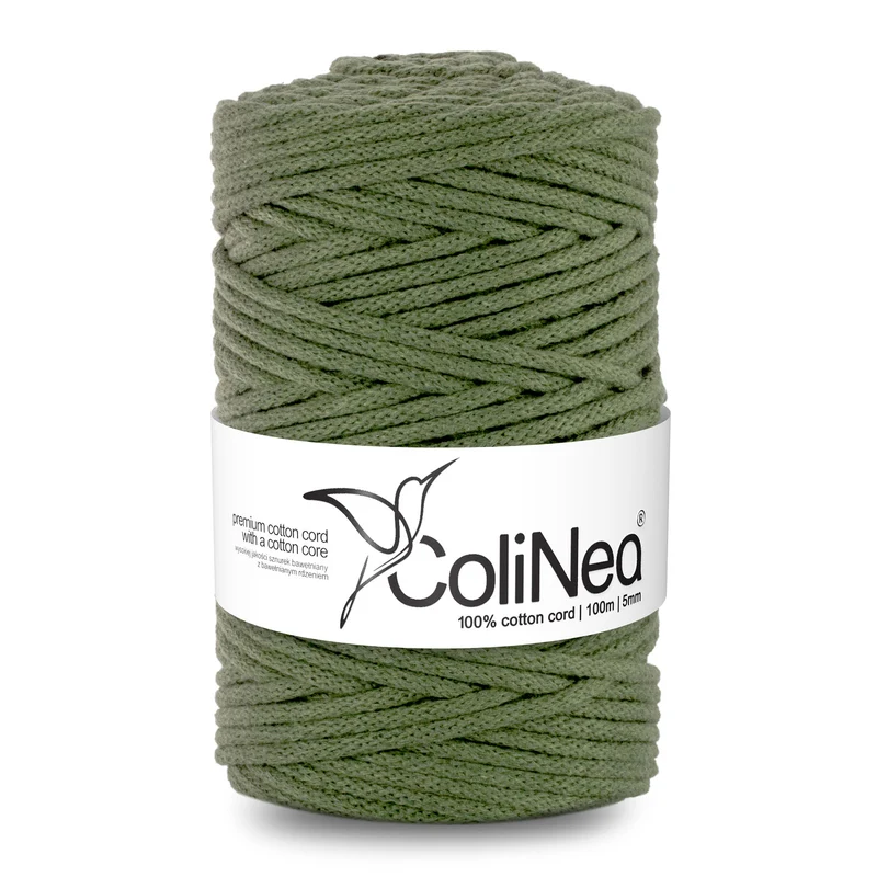 ColiNea, Baumwollkordel mit Baumwollkern, geflochten, 5mm, 100m, khaki