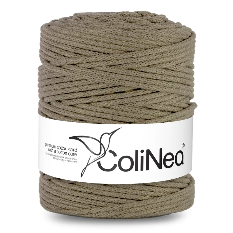 ColiNea, Baumwollkordel mit Baumwollkern, geflochten, 5mm, 200m, dunkelbeige