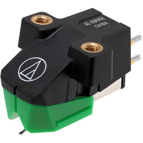 Audio-Technica AT-VM95E Dual Moving Magnet Turntable Cartridge Green & at-HS1 Universal Headshell for LP120-USB, LP240-USB, and LP1240-USB Direct-Drive Turntables White