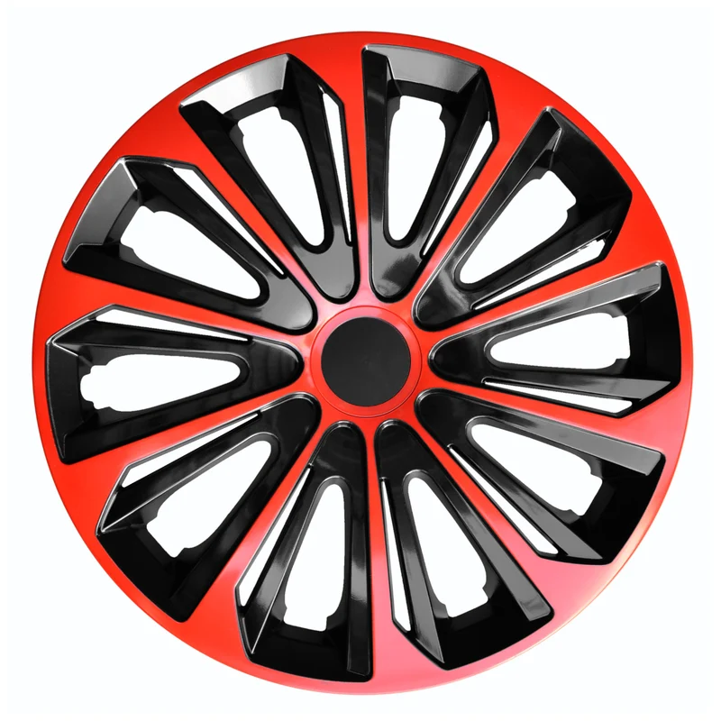 NRM Strong Duo Radzierblenden für Stahlfelgen Zweifarbige Radkappen Satz 4er Set Auto KFZ Fahrzeug Geeignet ür die meisten Marken und Felgen ABS-Kunststoff Rot/Schwarz 16"