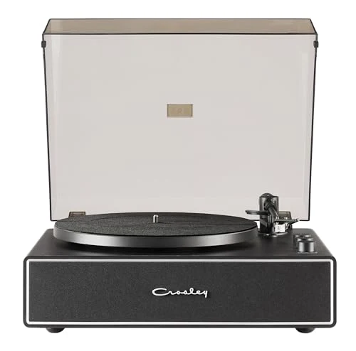 Crosley CR6046A-BKSL Stave 2-Speed Bluetooth Record Player Turntable with Built-in Speakers, Black
