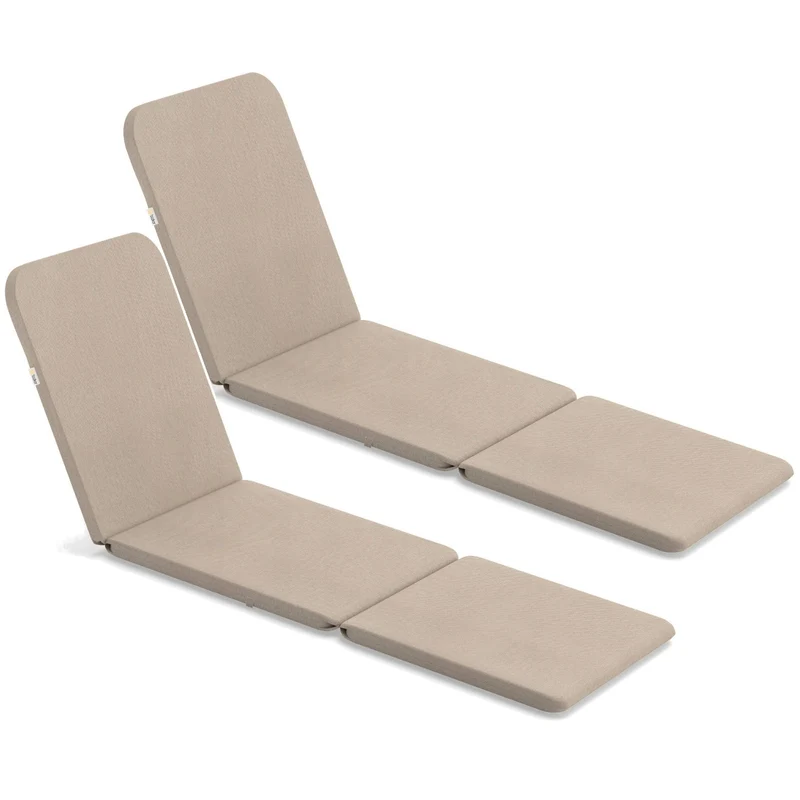 Kissen für den Liegestuhl „Jaipur“, Farbe: Beige, Stoff S-550 Melange, Größe 190 x 60 cm, zwei Befestigungssysteme, wasserabweisend, vollständig waschbar, Melange S-21, 2 Stück