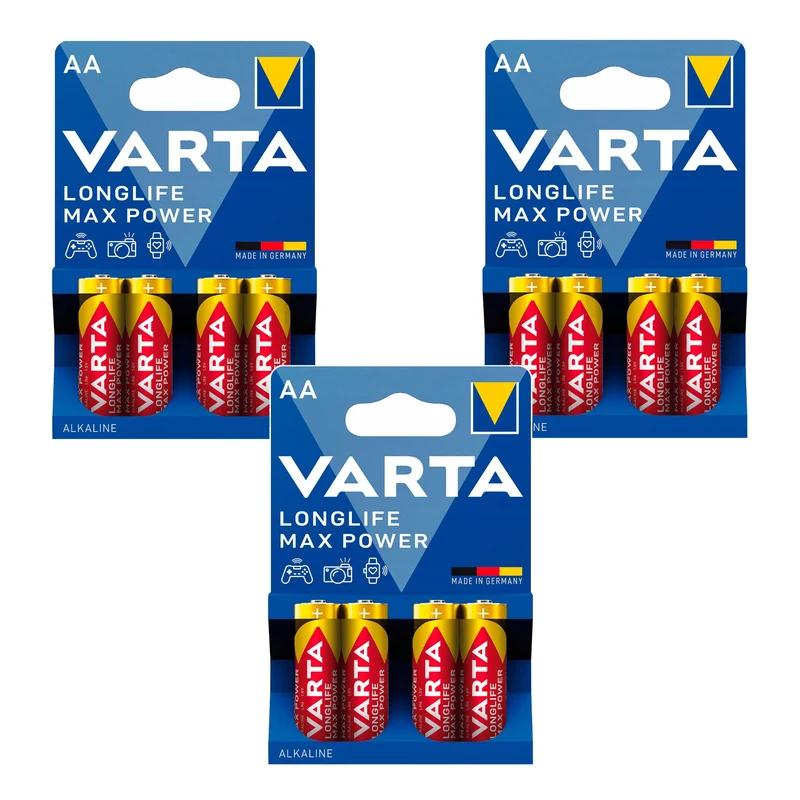 12x R-06-Batterie (R06, AA, 1,5 V, Alkali), R-06 Longlife Max Power von Varta