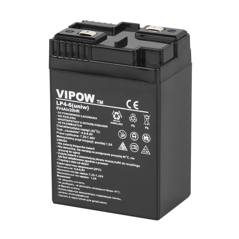 Vipow Gel-Batterie, wartungsfrei, lange Lebensdauer, 6V 4Ah, BAT0204