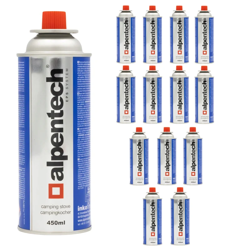 Alpentech-Gaskartusche 433 ml, gemäß Norm EN 417, Isobutan, EPS-System, IK 301, 14 Stück